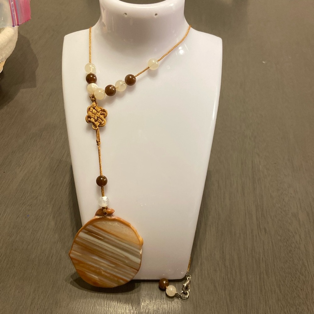 Agate Long Necklacee Pendant